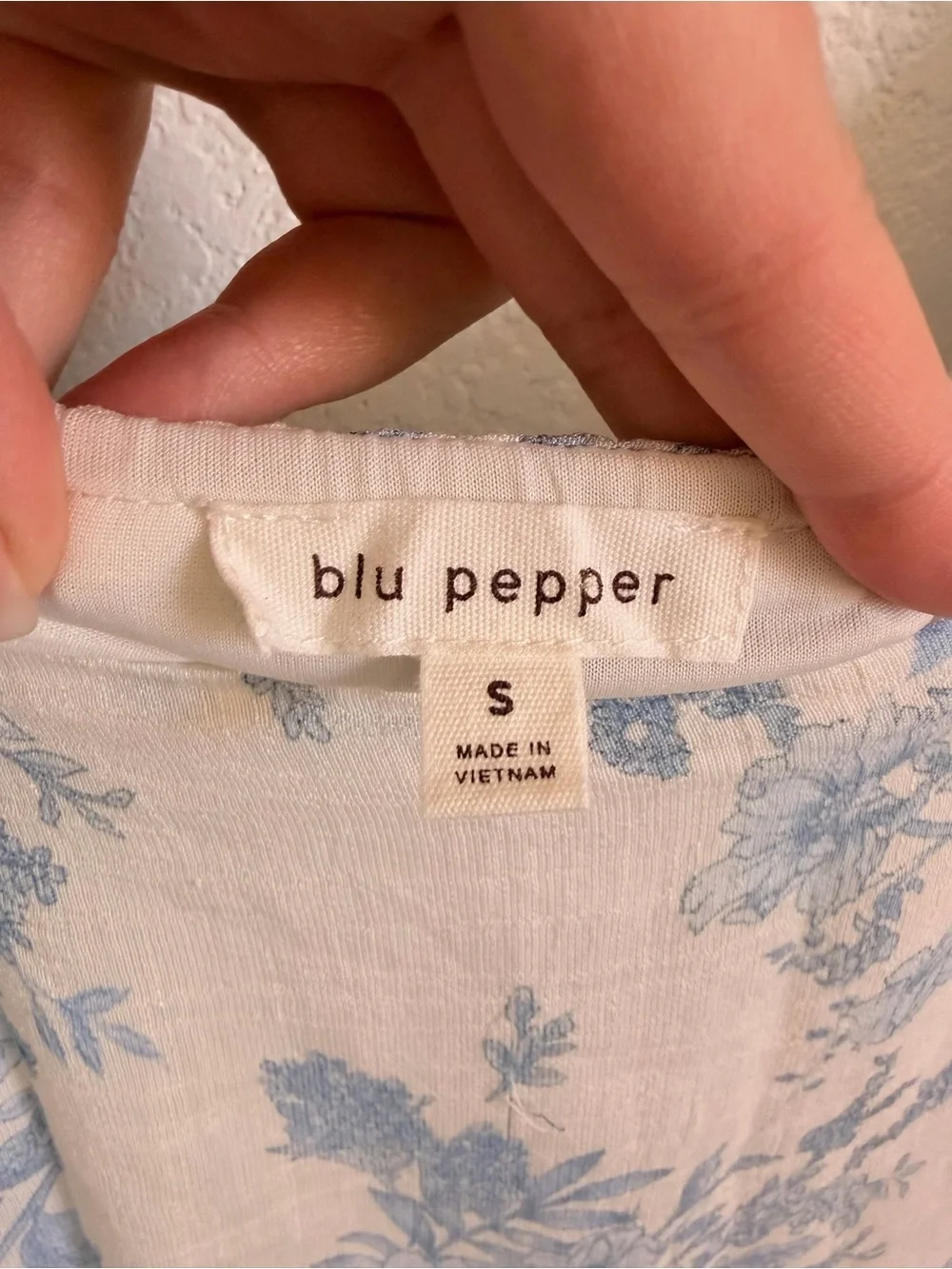 Babydoll Mini Dress with Light Blue Floral Print - Picture 2 of 3